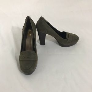 Olive green flat form heels